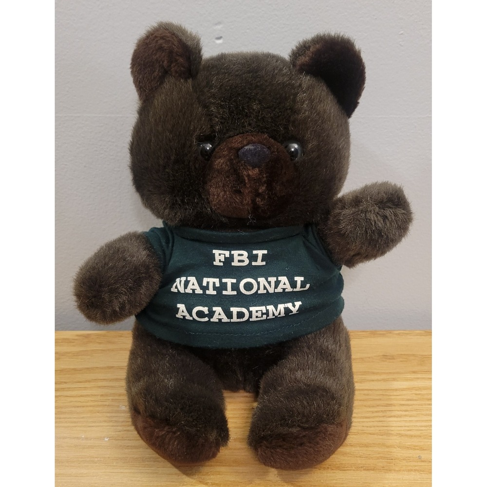 Vintage 90s FBI National Academy Teddy Bear Plush Quantico Law Enforcement 9.5in